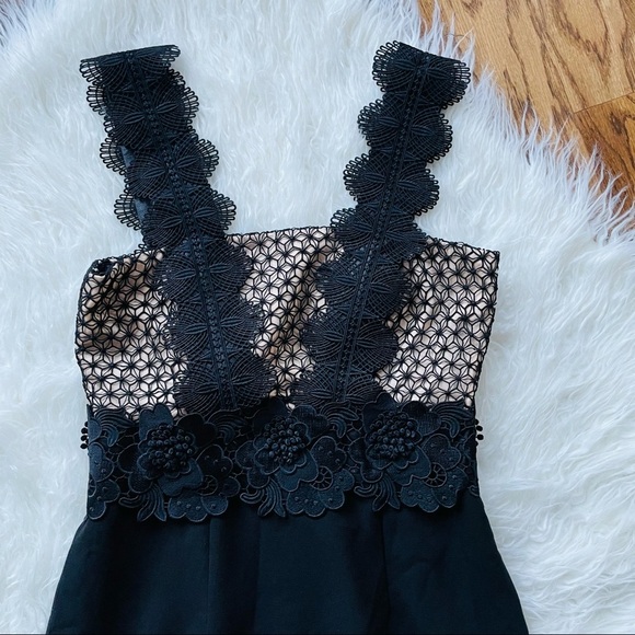 UNITEDWOOD Black Asymmetrical Lace Cocktail Sheer Dress Size 4 - Picture 6 of 13